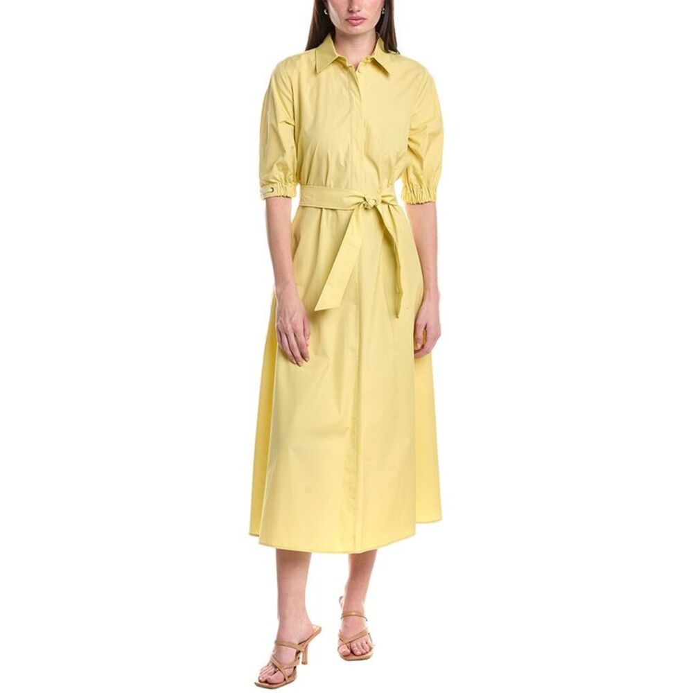MaxMara Yellow Midi Shirt Dress with Tie Waist